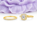 Classic Channel-Set, Luxurious 4-Prong Princess-Cut Lab Diamond Bridal Ring Set - Additional view