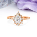 Classic Pavé-Set, Luxurious 3-Prong Pear-Cut Moissanite Engagement Ring - Additional view