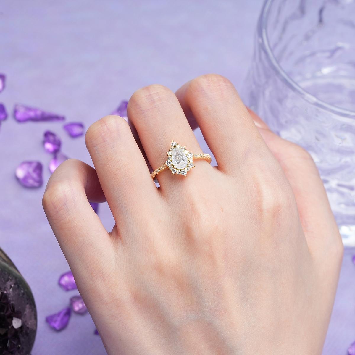 Classic Pavé-Set, Luxurious 3-Prong Pear-Cut Moissanite Engagement Ring