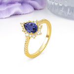 Classic Pavé-Set, Luxurious 3-Prong Pear-Cut Tanzanite Engagement Ring - Additional view