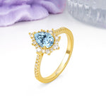 Classic Pavé-Set, Luxurious 3-Prong Pear-Cut Aquamarine Engagement Ring - Additional view