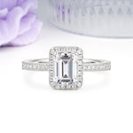 Classic Pavé-Set, Luxurious 4-Prong, Emerald-Cut Lab Diamond Engagement Ring - Additional view