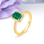 Classic Pavé-Set, Luxurious 4-Prong, Emerald-Cut Emerald Engagement Ring - Additional view