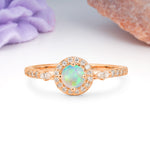 Distinctive Pavé Set 4 Prong Round Cut Fire Opal Wedding Ring - Additional view