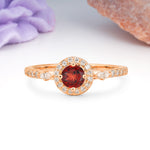 Distinctive Pavé Set 4 Prong Round Cut Garnet Wedding Ring - Additional view