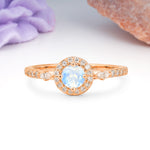 Distinctive Pavé Set 4 Prong Round Cut Moonstone Wedding Ring - Additional view