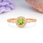 Distinctive Pavé Set 4 Prong Round Cut Peridot Wedding Ring - Additional view