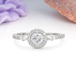 Distinctive Pavé Set 4 Prong Round Cut Moissanite Wedding Ring - Additional view