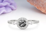 Distinctive Pavé Set 4 Prong Round Cut Black Rutilated Quartz Wedding Ring - Additional view