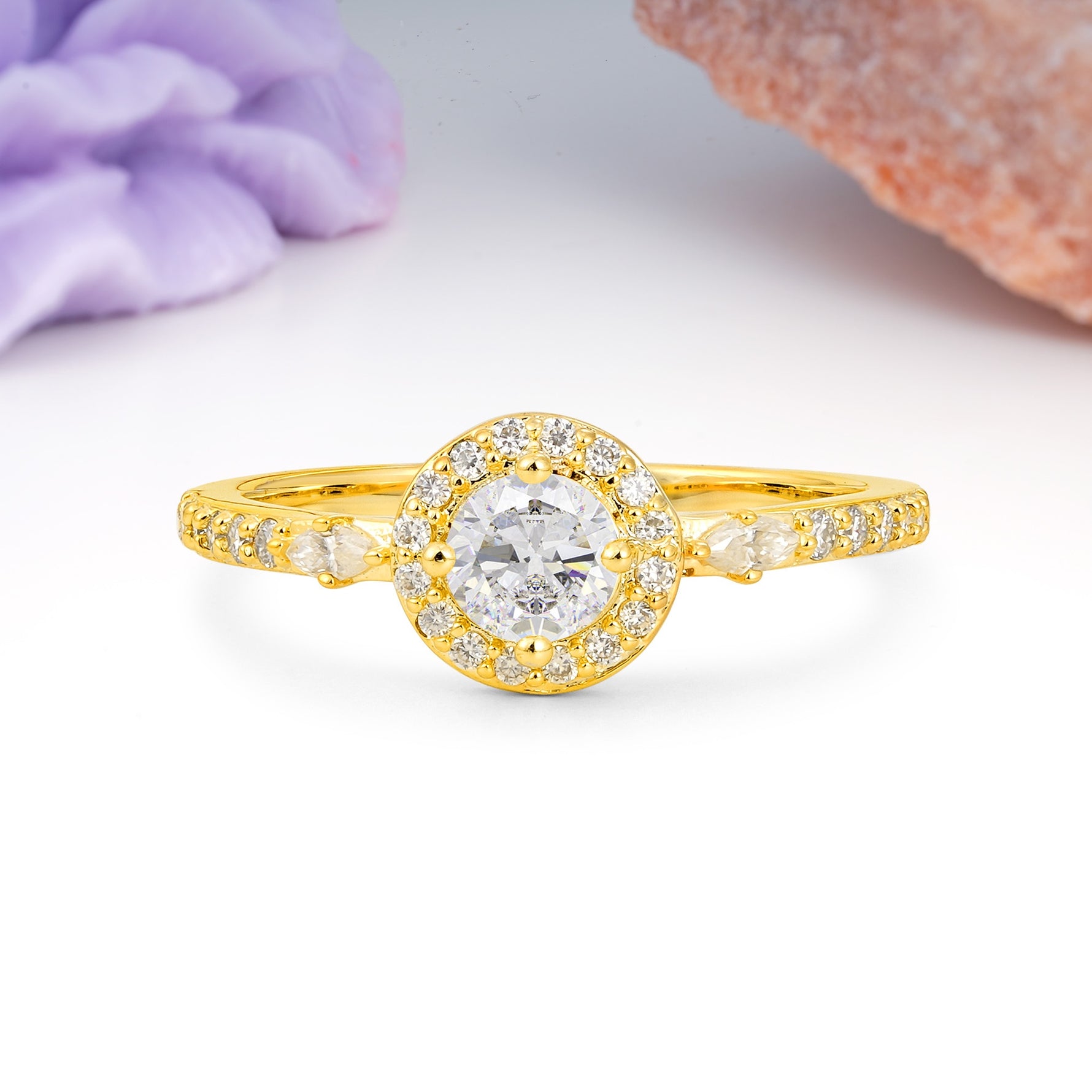 Distinctive Pavé Set 4 Prong Round Cut Moissanite Wedding Ring - Additional view