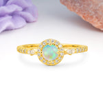 Distinctive Pavé Set 4 Prong Round Cut Fire Opal Wedding Ring - Additional view