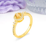 Distinctive Pavé Set 4 Prong Round Cut Citrine Wedding Ring - Additional view