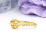 Distinctive Pavé Set 4 Prong Round Cut Citrine Wedding Ring - Additional view