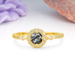 Distinctive Pavé Set 4 Prong Round Cut Black Rutilated Quartz Wedding Ring - Additional view