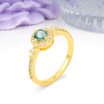 Distinctive Pavé Set 4 Prong Round Cut Moss Agate Wedding Ring - Additional view