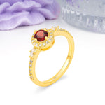 Distinctive Pavé Set 4 Prong Round Cut Garnet Wedding Ring - Additional view