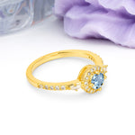 Distinctive Pavé Set 4 Prong Round Cut Aquamarine Wedding Ring - Additional view