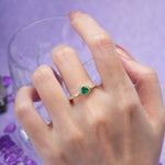 Distinctive Pavé Set 4 Prong Round Cut Emerald Wedding Ring - Additional view