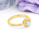 Distinctive Pavé Set 4 Prong Round Cut Moonstone Wedding Ring - Additional view