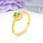 Distinctive Pavé Set 4 Prong Round Cut Peridot Wedding Ring - Additional view