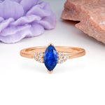 Luxurious Classic 2-Prong Marquise Cut Sapphire Engagement Ring - Additional view