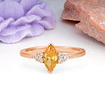 Luxurious Classic 2-Prong Marquise Cut Citrine Engagement Ring - Additional view