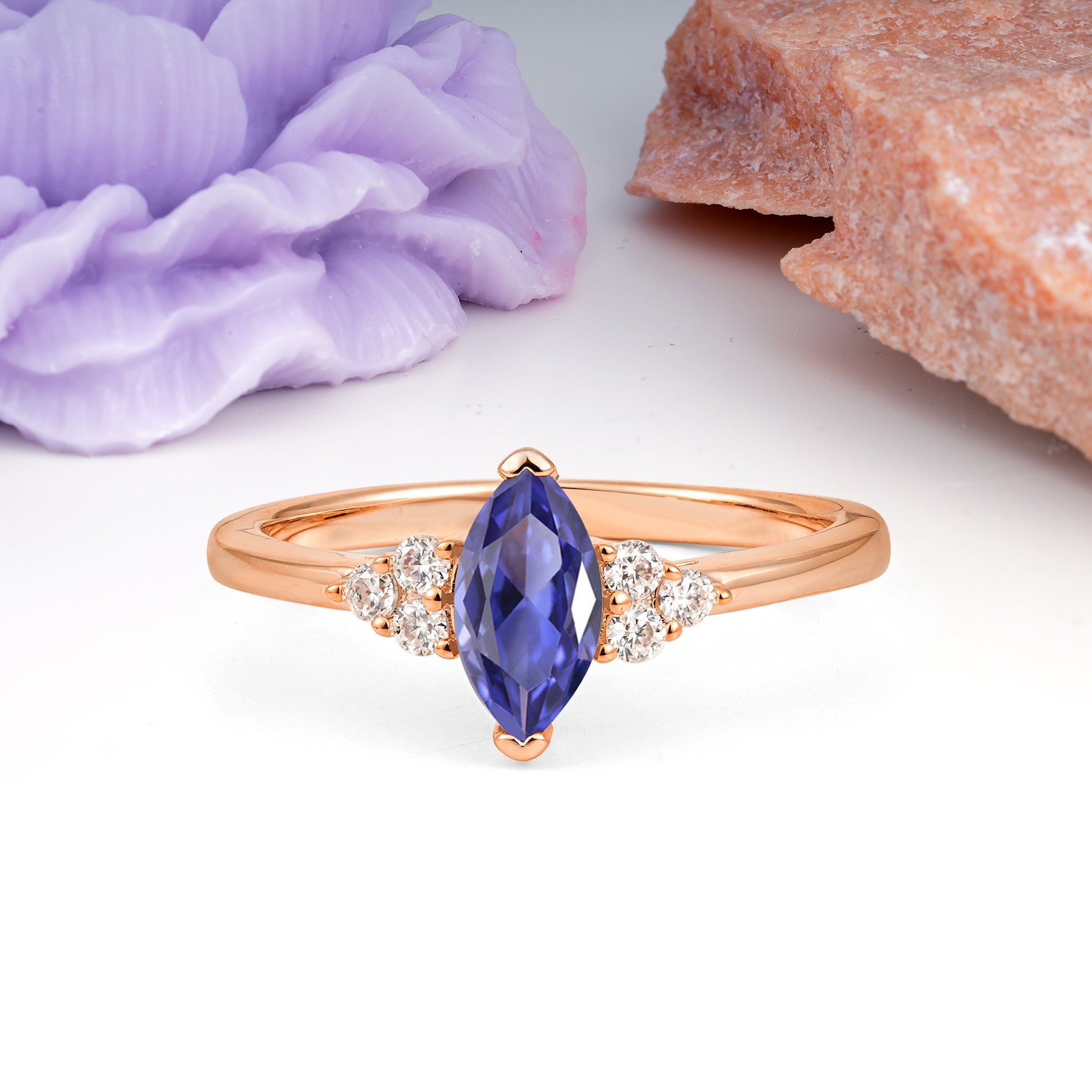 Luxurious Classic 2-Prong Marquise Cut Tanzanite Engagement Ring - Additional view