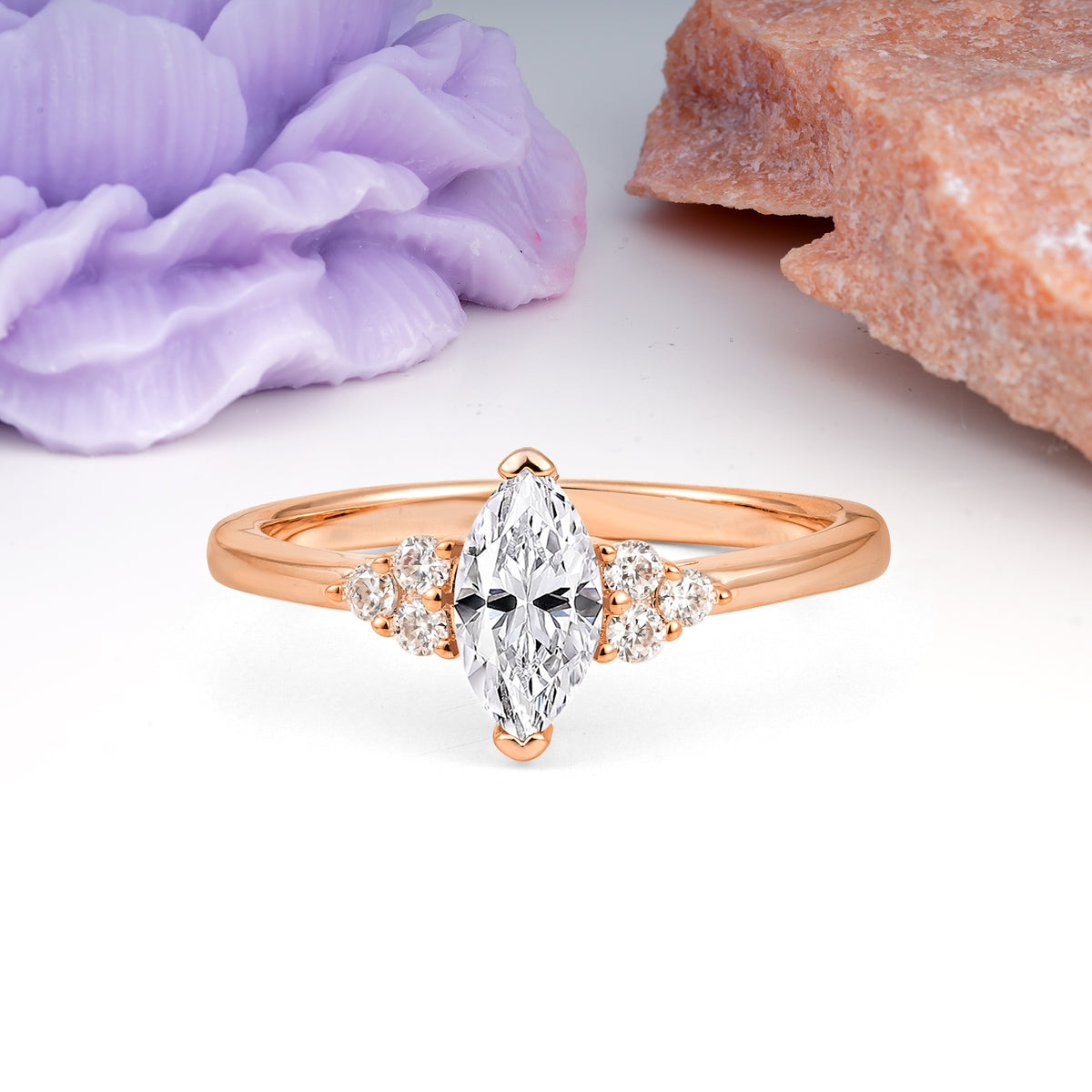 Luxurious Classic 2-Prong Marquise Cut Lab Diamond Engagement Ring - Additional view