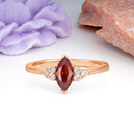 Luxurious Classic 2-Prong Marquise Cut Garnet Engagement Ring - Additional view
