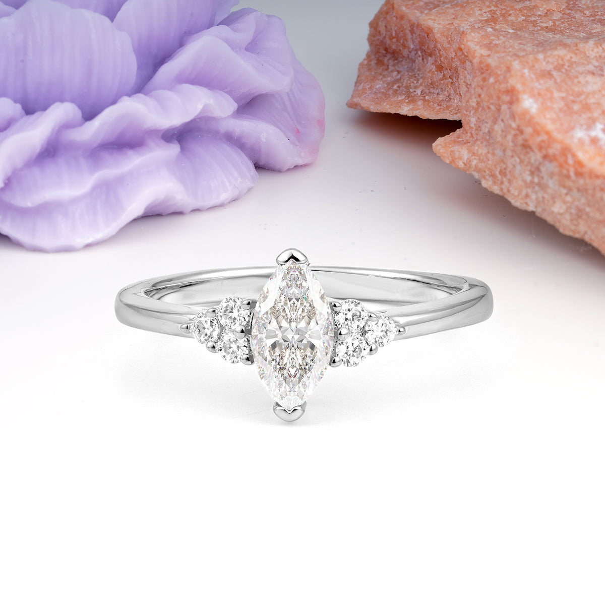Luxurious Classic 2-Prong Marquise Cut Moissanite Engagement Ring - Additional view