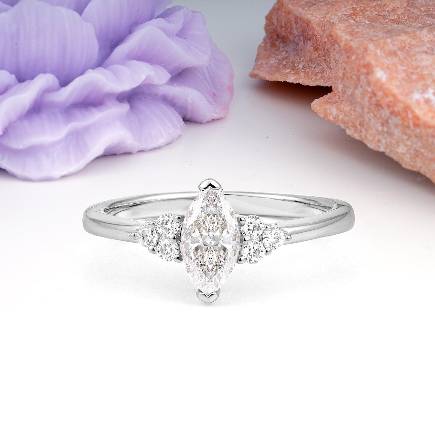 Luxurious Classic 2-Prong Marquise Cut Moissanite Engagement Ring - Additional view