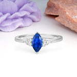 Luxurious Classic 2-Prong Marquise Cut Sapphire Engagement Ring - Additional view