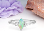 Luxurious Classic 2-Prong Marquise Cut Fire Opal Engagement Ring - Additional view