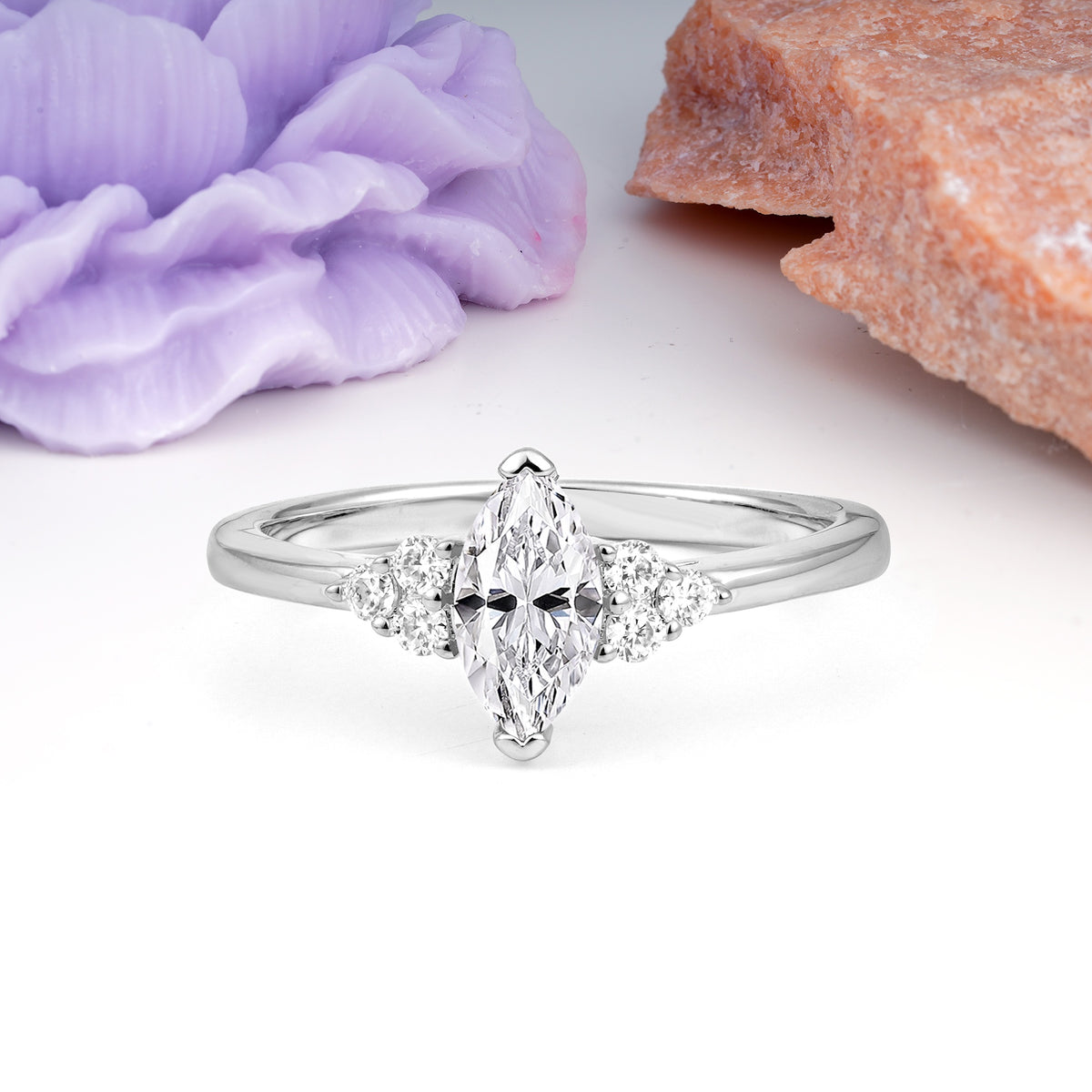 Luxurious Classic 2-Prong Marquise Cut Lab Diamond Engagement Ring - Additional view