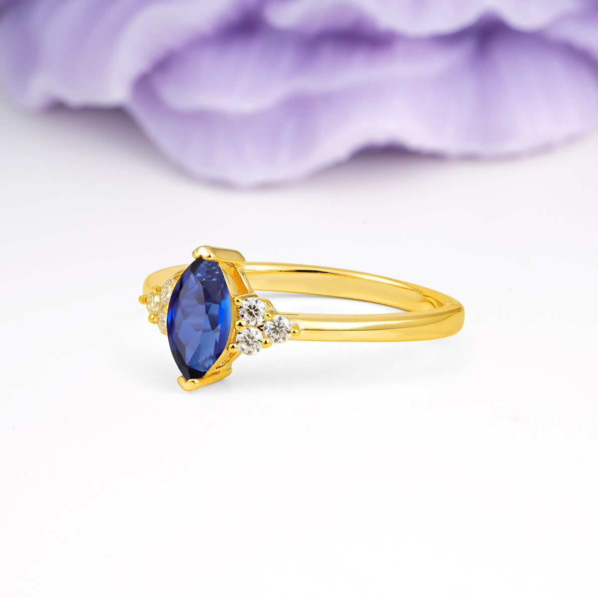 Luxurious Classic 2-Prong Marquise Cut Sapphire Engagement Ring - Additional view