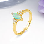 Luxurious Classic 2-Prong Marquise Cut Fire Opal Engagement Ring - Additional view