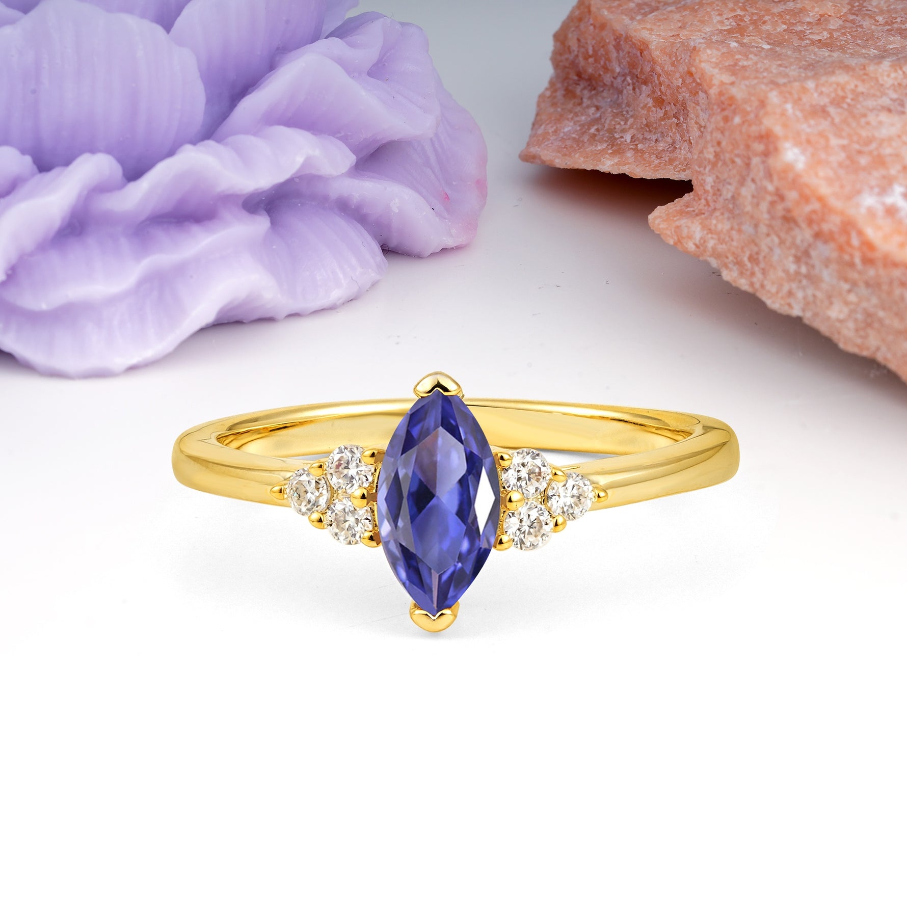 Luxurious Classic 2-Prong Marquise Cut Tanzanite Engagement Ring - Additional view