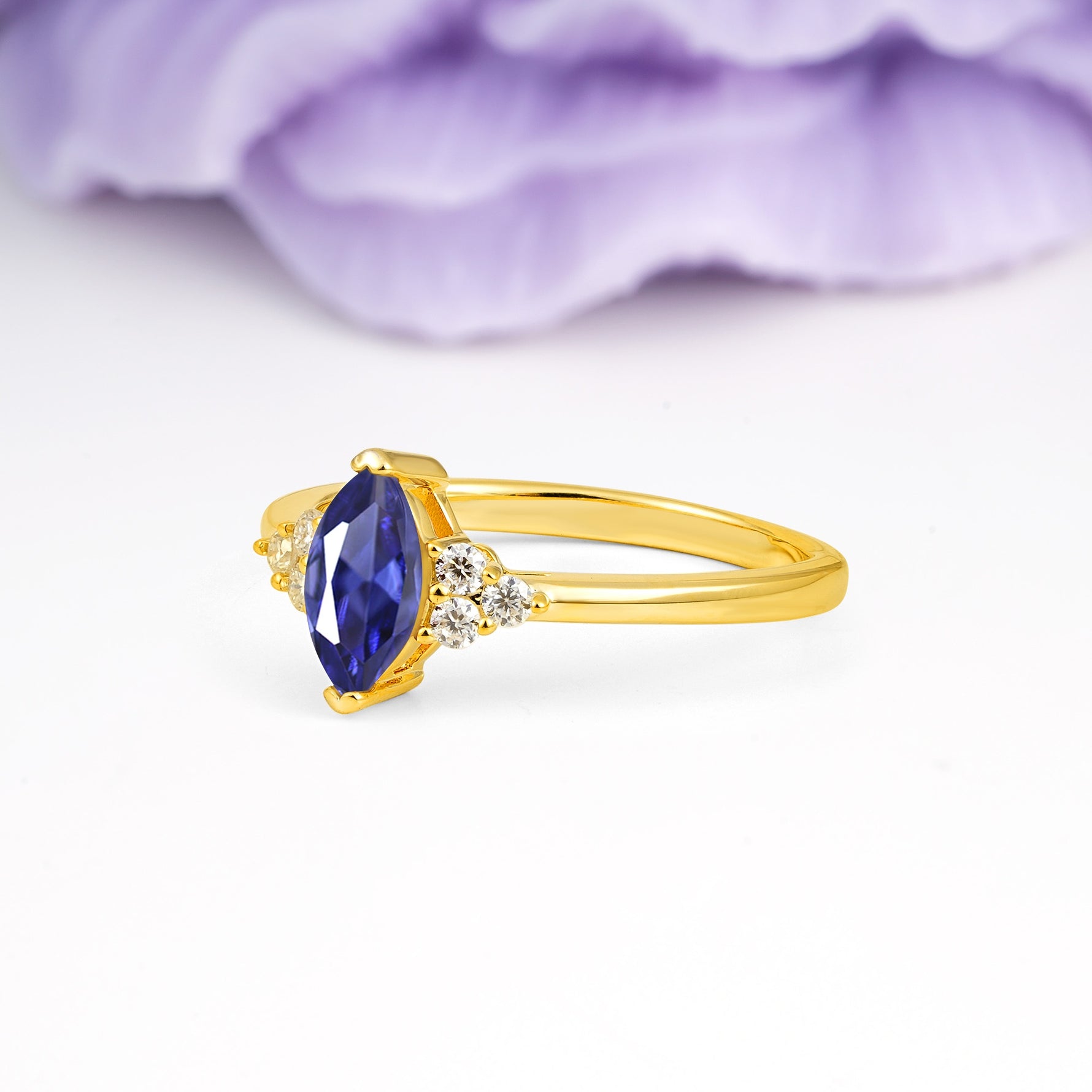 Luxurious Classic 2-Prong Marquise Cut Tanzanite Engagement Ring - Additional view