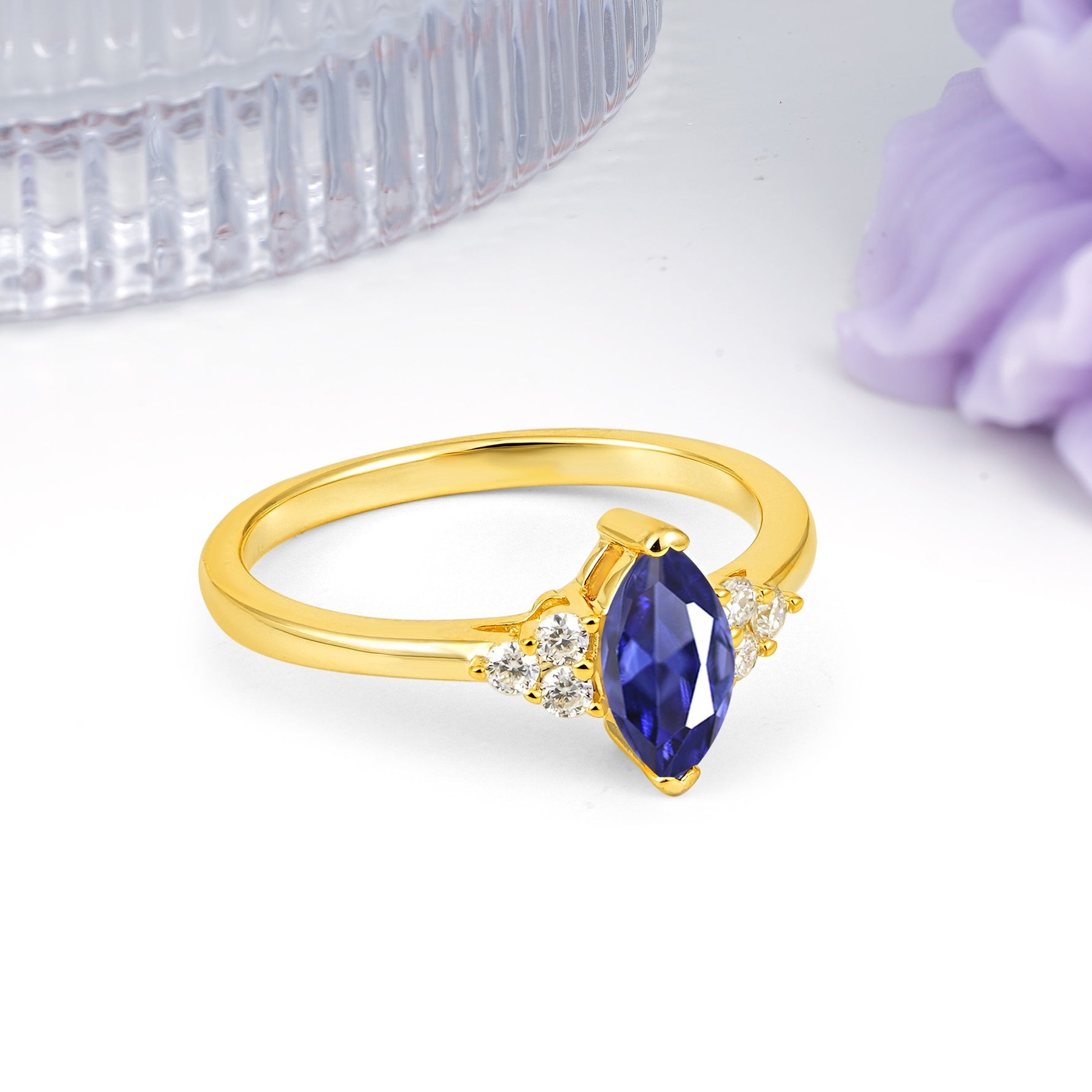 Luxurious Classic 2-Prong Marquise Cut Tanzanite Engagement Ring - Additional view