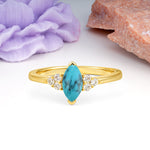 Luxurious Classic 2-Prong Marquise Cut Turquoise Engagement Ring - Additional view