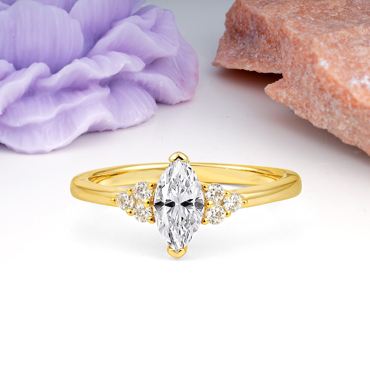 Luxurious Classic 2-Prong Marquise Cut Lab Diamond Engagement Ring - Additional view