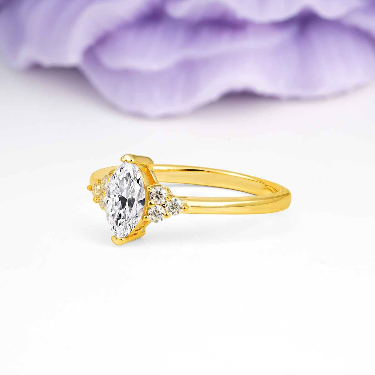 Luxurious Classic 2-Prong Marquise Cut Lab Diamond Engagement Ring - Additional view