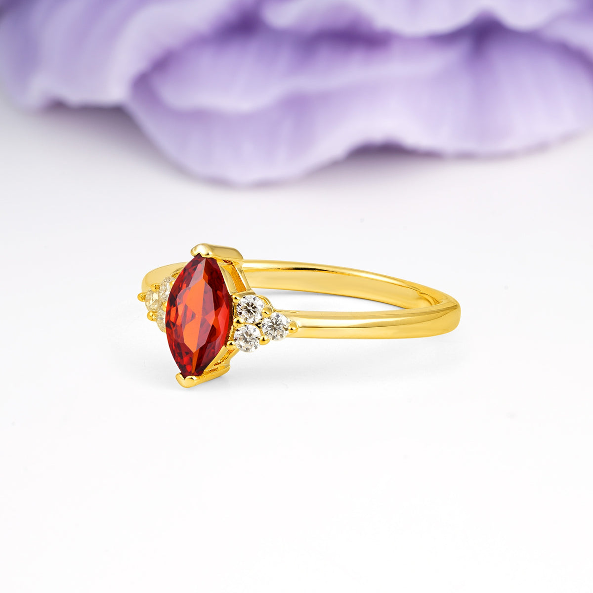 Luxurious Classic 2-Prong Marquise Cut Garnet Engagement Ring - Additional view
