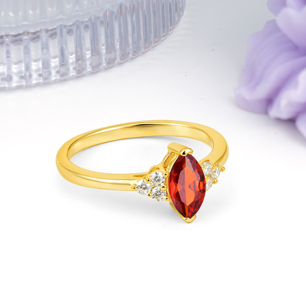 Luxurious Classic 2-Prong Marquise Cut Garnet Engagement Ring - Additional view
