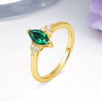 Luxurious Classic 2-Prong Marquise Cut Emerald Engagement Ring - Additional view