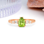 Classic, Minimalist 6-Prong Pear Cut Peridot Engagement Ring - Additional view