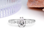 Classic, Minimalist 6-Prong Pear Cut Lab Diamond Engagement Ring - Additional view
