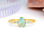 Classic, Minimalist 6-Prong Pear Cut Fire Opal Engagement Ring - Additional view