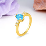 Classic, Minimalist 6-Prong Pear Cut Turquoise Engagement Ring - Additional view