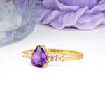 Classic, Minimalist 6-Prong Pear Cut Amethyst Engagement Ring - Additional view
